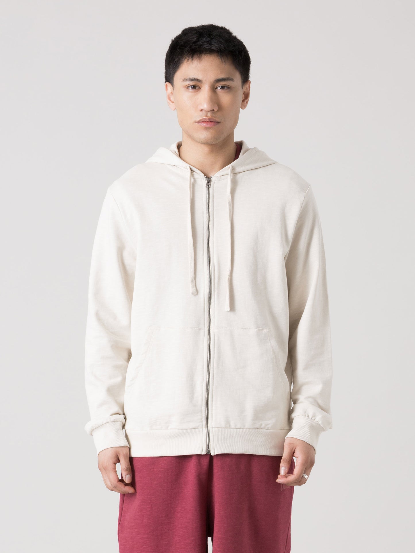 FELPA UOMO EVERLAST CON CAPPUCCIO FULL ZIP IN FELPA SLUB LEGGERA