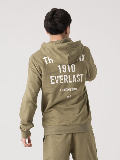 FELPA UOMO EVERLAST CON CAPPUCCIO FULL ZIP IN FELPA SLUB LEGGERA