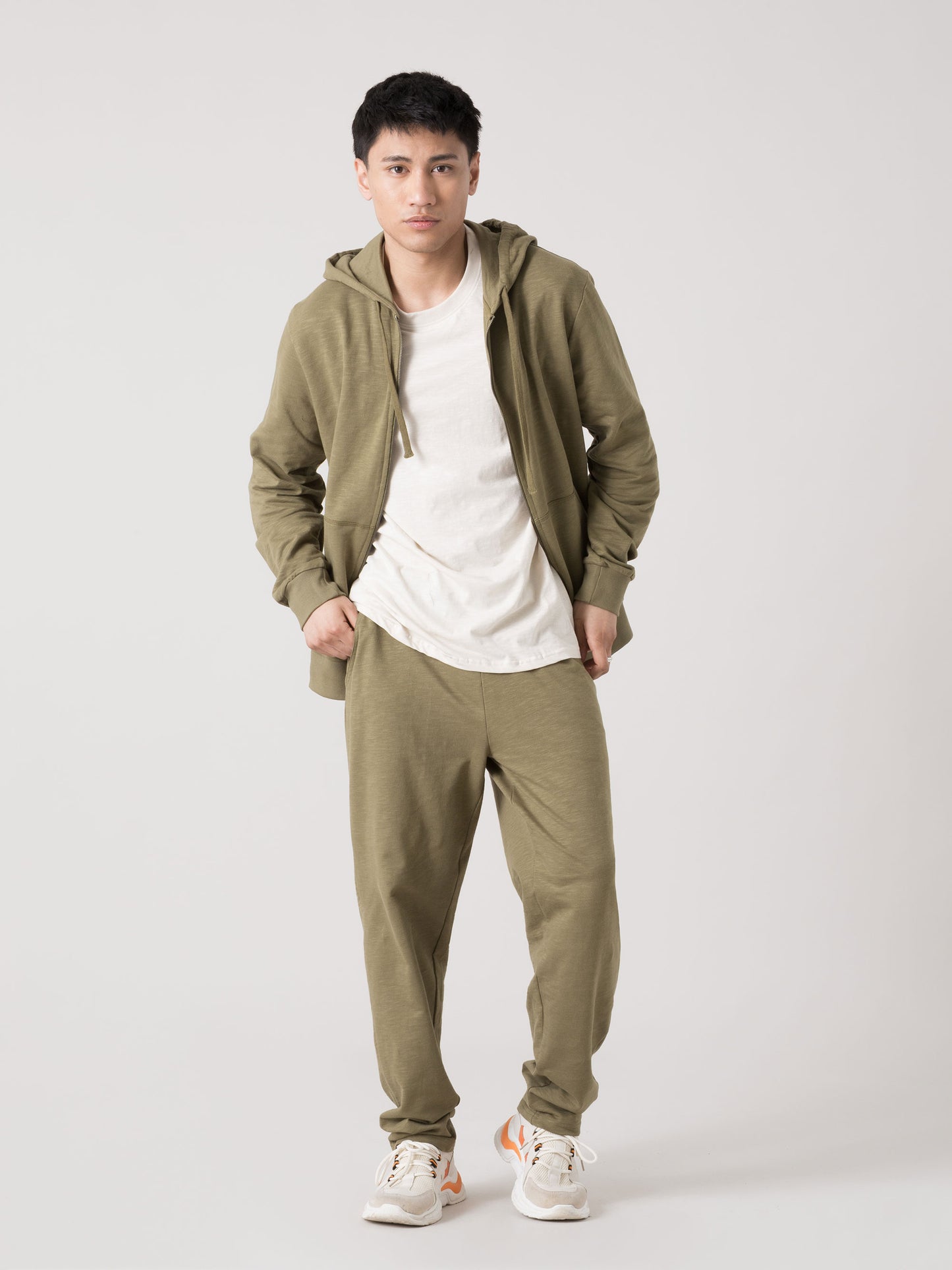 FELPA UOMO EVERLAST CON CAPPUCCIO FULL ZIP IN FELPA SLUB LEGGERA