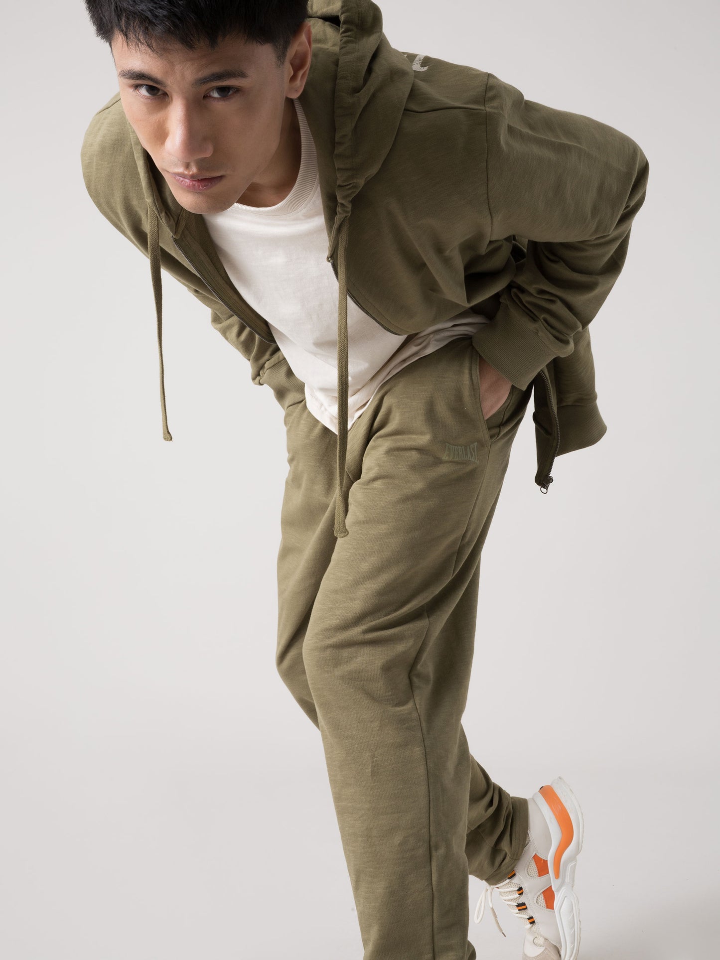 PANTALONE UOMO EVERLAST SLUB IN FELPA LEGGERA CON COULISSE E TASCHE