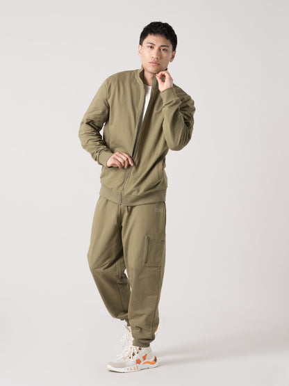 FELPA UOMO EVERLAST FULL ZIP CON COLLO ALTO E TASCA CARGO SULLA MANICA