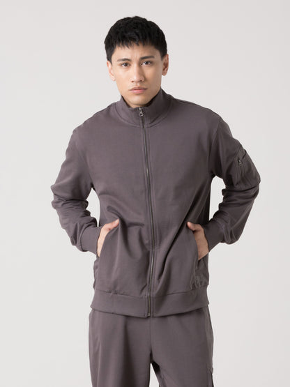 FELPA UOMO EVERLAST FULL ZIP CON COLLO ALTO E TASCA CARGO SULLA MANICA