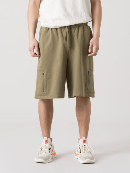 BERMUDA CARGO UOMO EVERLAST IN FELPA LEGGERA CON COULISSE E TASCHE ZIP