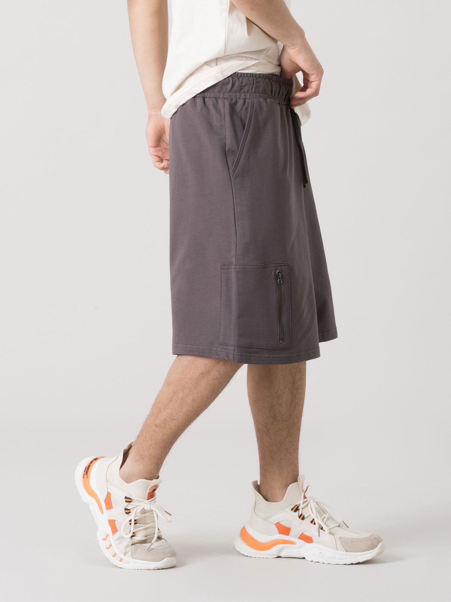 BERMUDA CARGO UOMO EVERLAST IN FELPA LEGGERA CON COULISSE E TASCHE ZIP