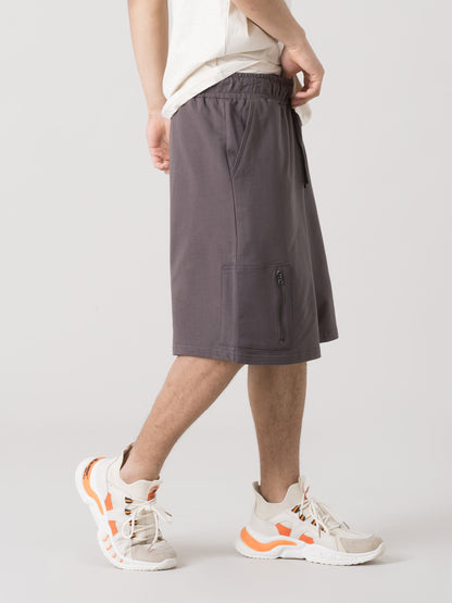 BERMUDA CARGO UOMO EVERLAST IN FELPA LEGGERA CON COULISSE E TASCHE ZIP