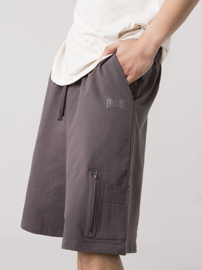 BERMUDA CARGO UOMO EVERLAST IN FELPA LEGGERA CON COULISSE E TASCHE ZIP