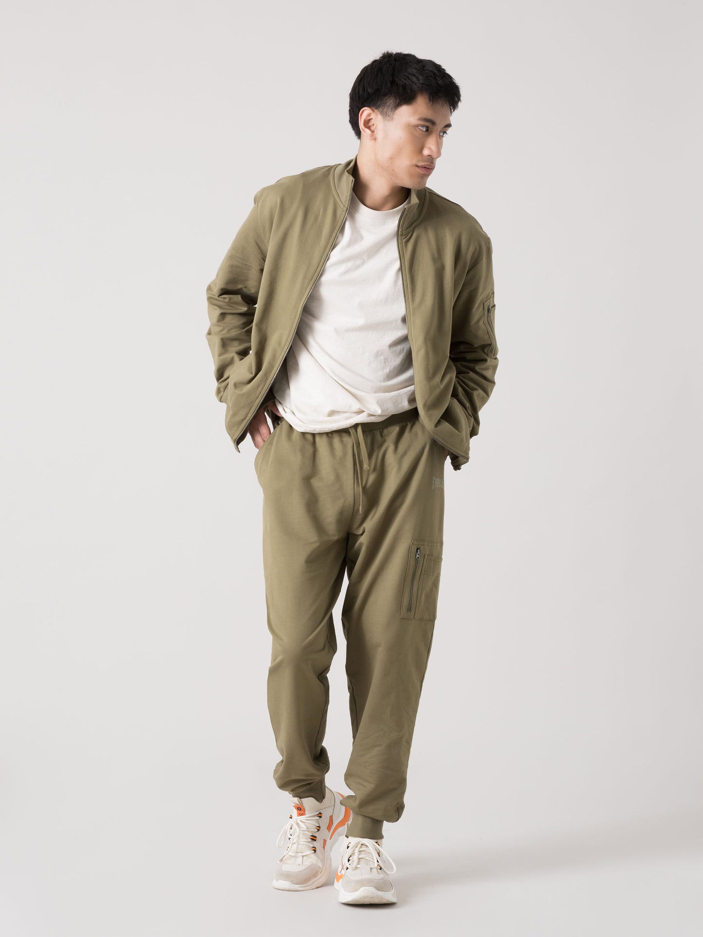 PANTALONI TUTA UOMO EVERLAST JOGGER CARGO CON TASCA LATERALE E COULISSE