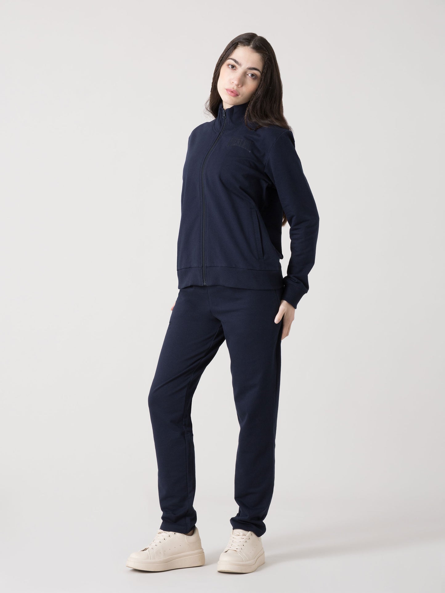 EVERLAST FELPA FULL ZIP DONNA STRETCH CON COLLO ALTO E TASCHE LATERALI