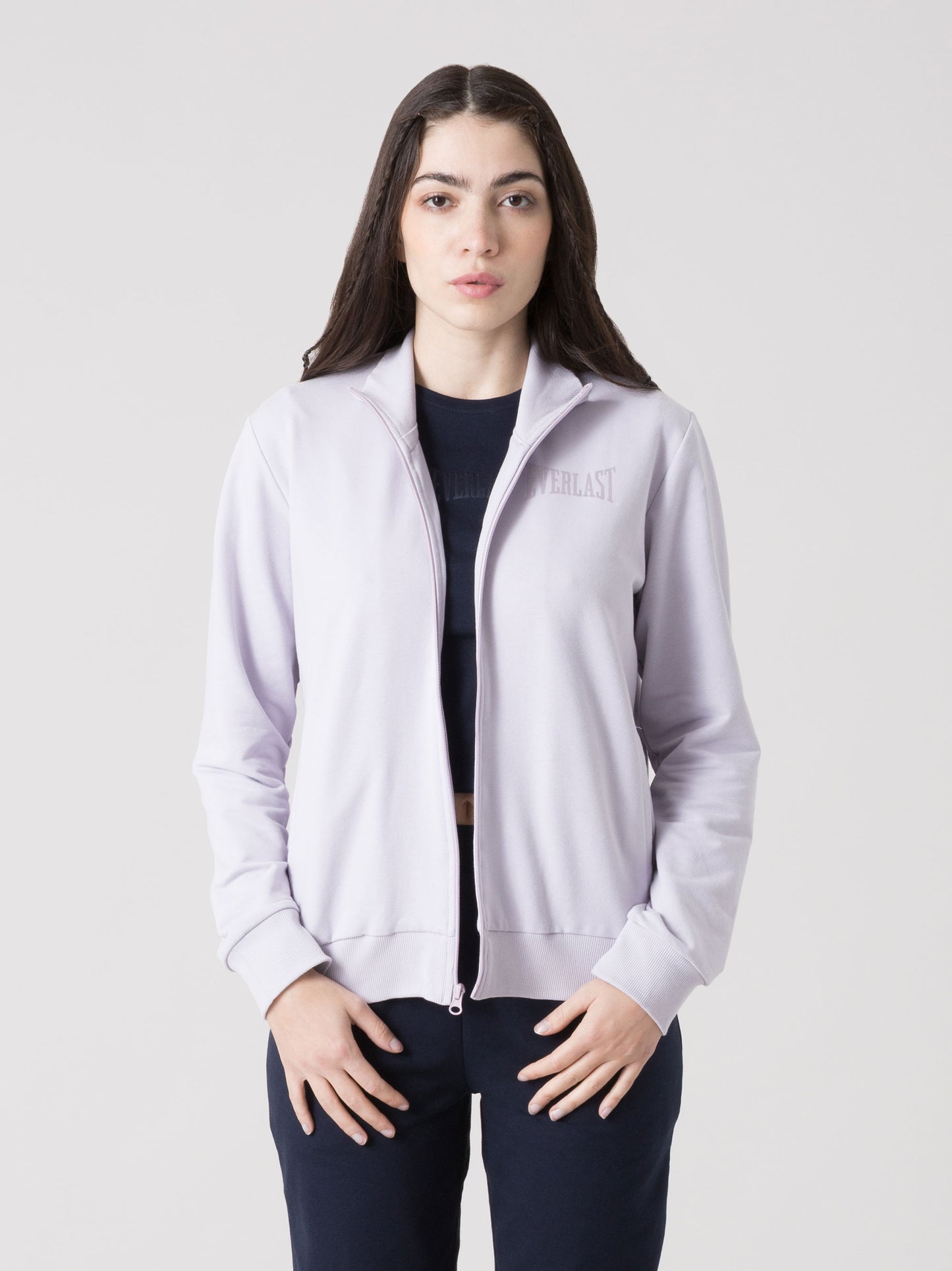 EVERLAST FELPA FULL ZIP DONNA STRETCH CON COLLO ALTO E TASCHE LATERALI