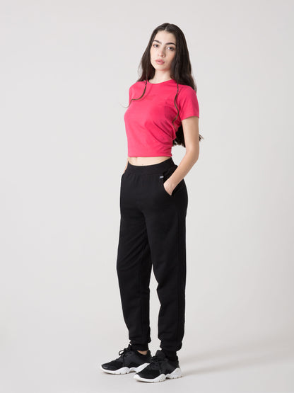PANTALONE SPORTIVO DONNA EVERLAST IN FELPA JERSEY STRETCH NON GARZATA CON TASCHE