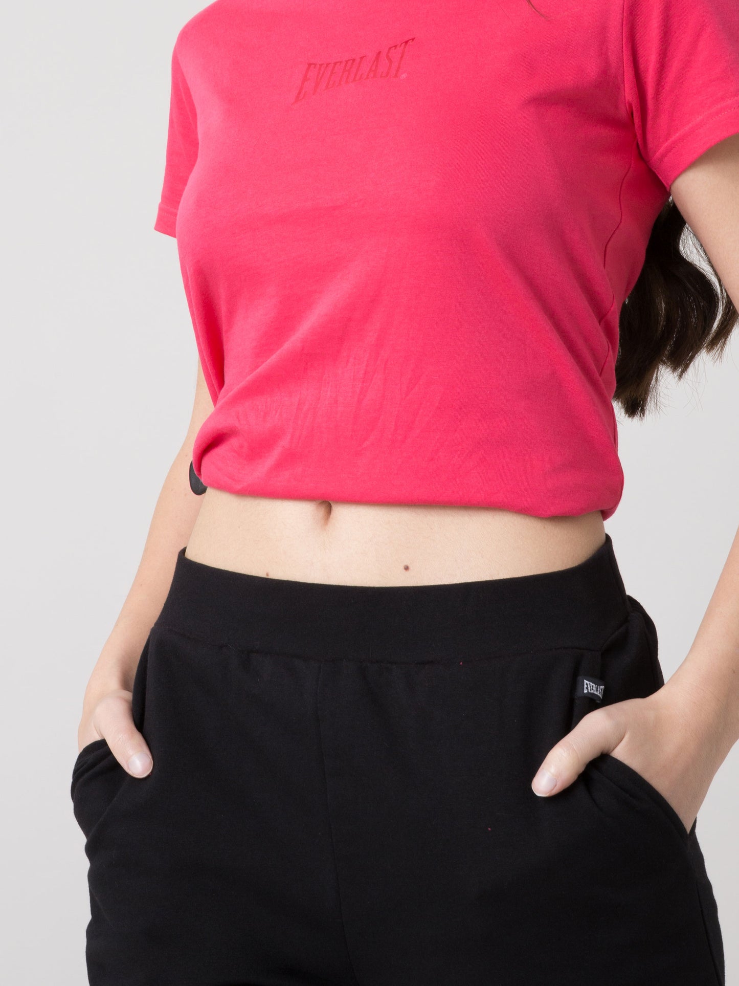 PANTALONE SPORTIVO DONNA EVERLAST IN FELPA JERSEY STRETCH NON GARZATA CON TASCHE