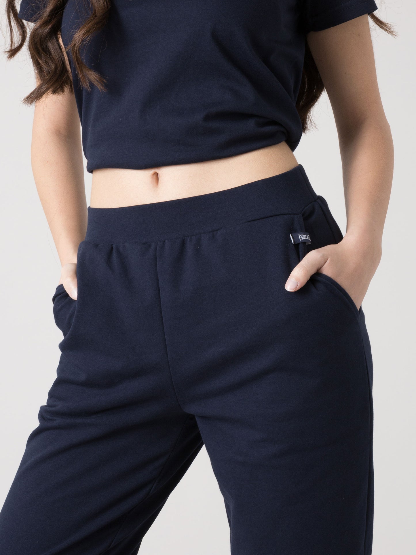 PANTALONE SPORTIVO DONNA EVERLAST IN FELPA JERSEY STRETCH NON GARZATA CON TASCHE