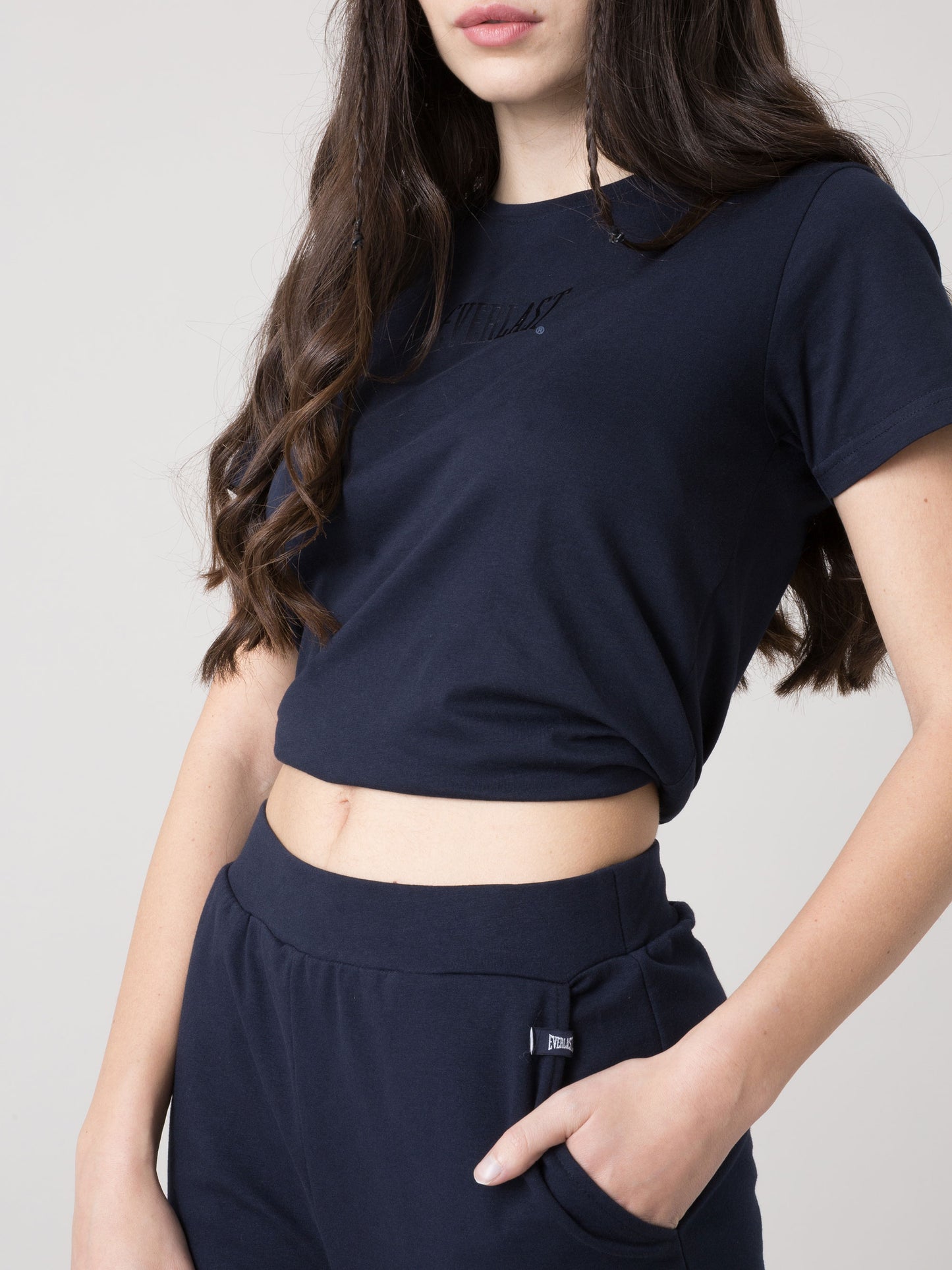 PANTALONE SPORTIVO DONNA EVERLAST IN FELPA JERSEY STRETCH NON GARZATA CON TASCHE