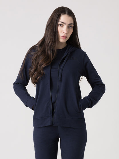 EVERLAST FELPA DONNA CON CAPPUCCIO FULL ZIP IN JERSEY STRETCH