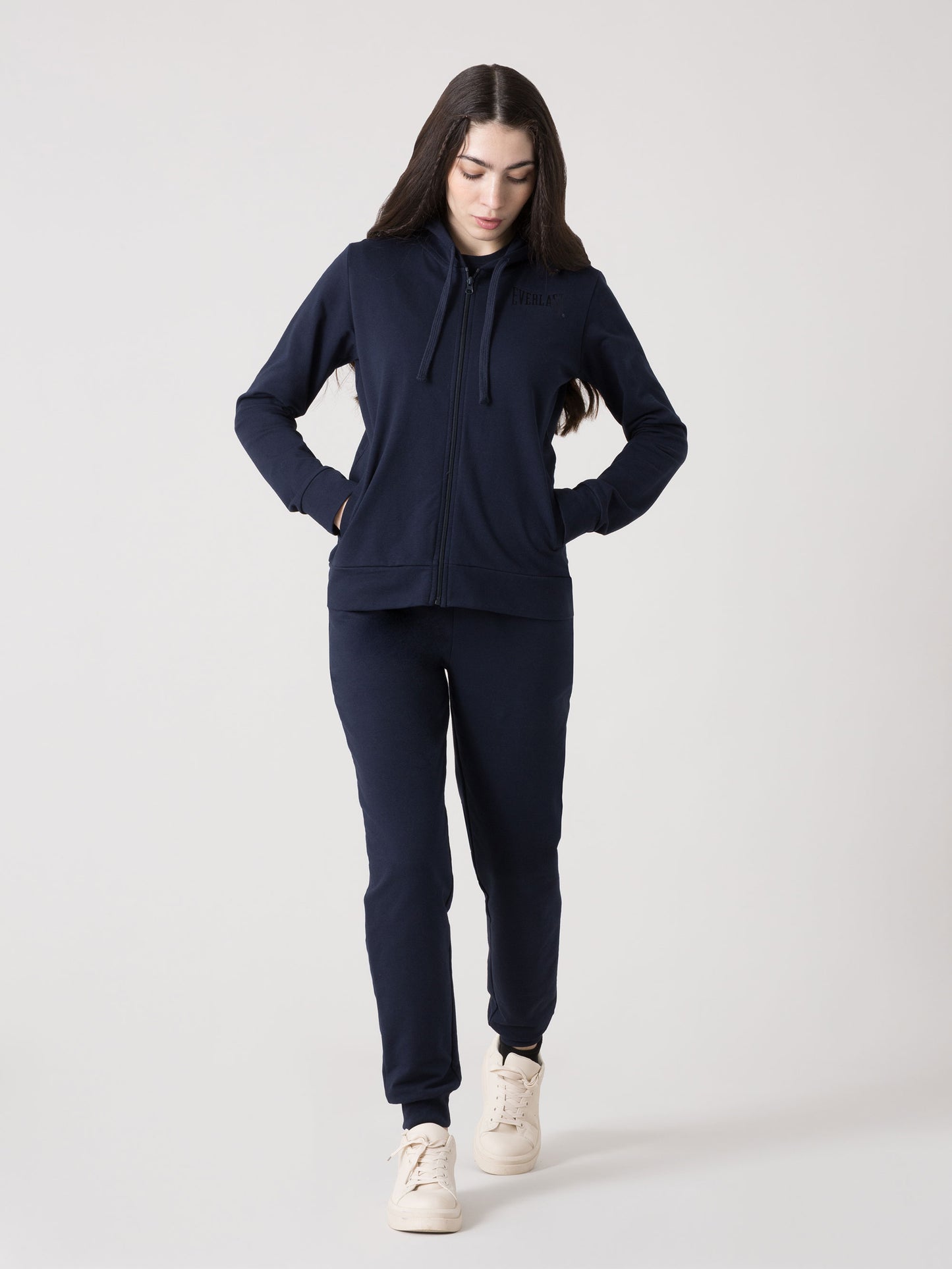 EVERLAST FELPA DONNA CON CAPPUCCIO FULL ZIP IN JERSEY STRETCH