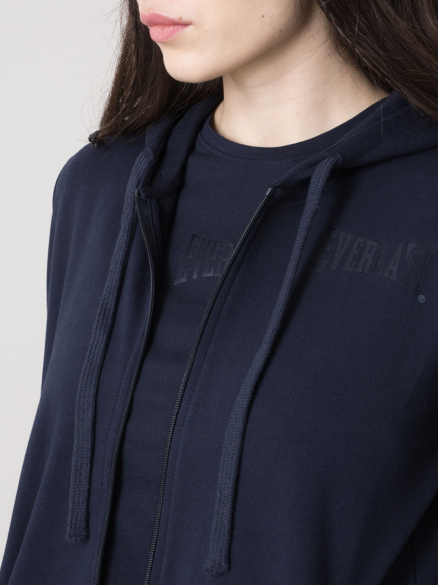 EVERLAST FELPA DONNA CON CAPPUCCIO FULL ZIP IN JERSEY STRETCH