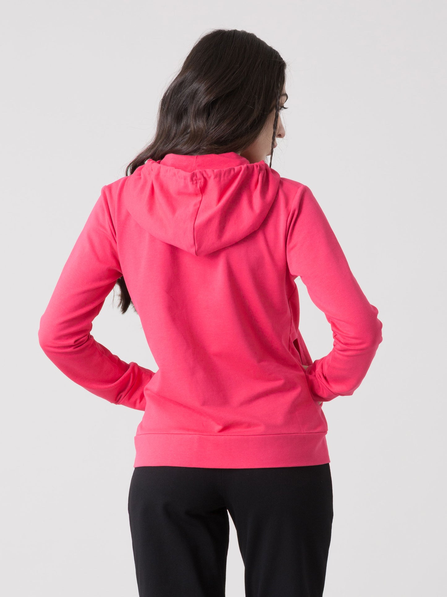 EVERLAST FELPA DONNA CON CAPPUCCIO FULL ZIP IN JERSEY STRETCH