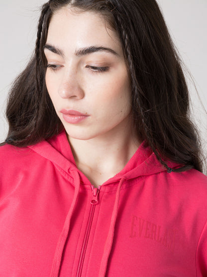 EVERLAST FELPA DONNA CON CAPPUCCIO FULL ZIP IN JERSEY STRETCH