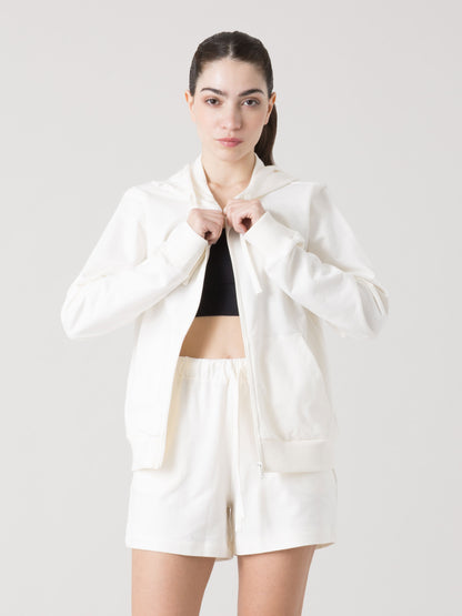 EVERLAST FELPA DONNA CON CAPPUCCIO FULL ZIP E MAXI STAMPA FOIL