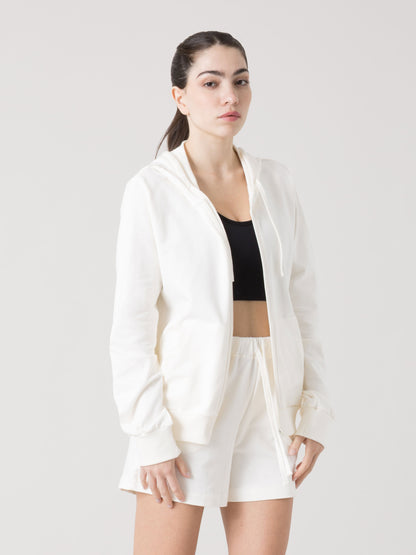 EVERLAST FELPA DONNA CON CAPPUCCIO FULL ZIP E MAXI STAMPA FOIL