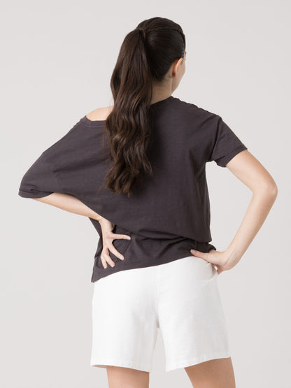 EVERLAST T-SHIRT DONNA IN LIGHT SLUB JERSEY CON SCOLLO A V PROFONDO
