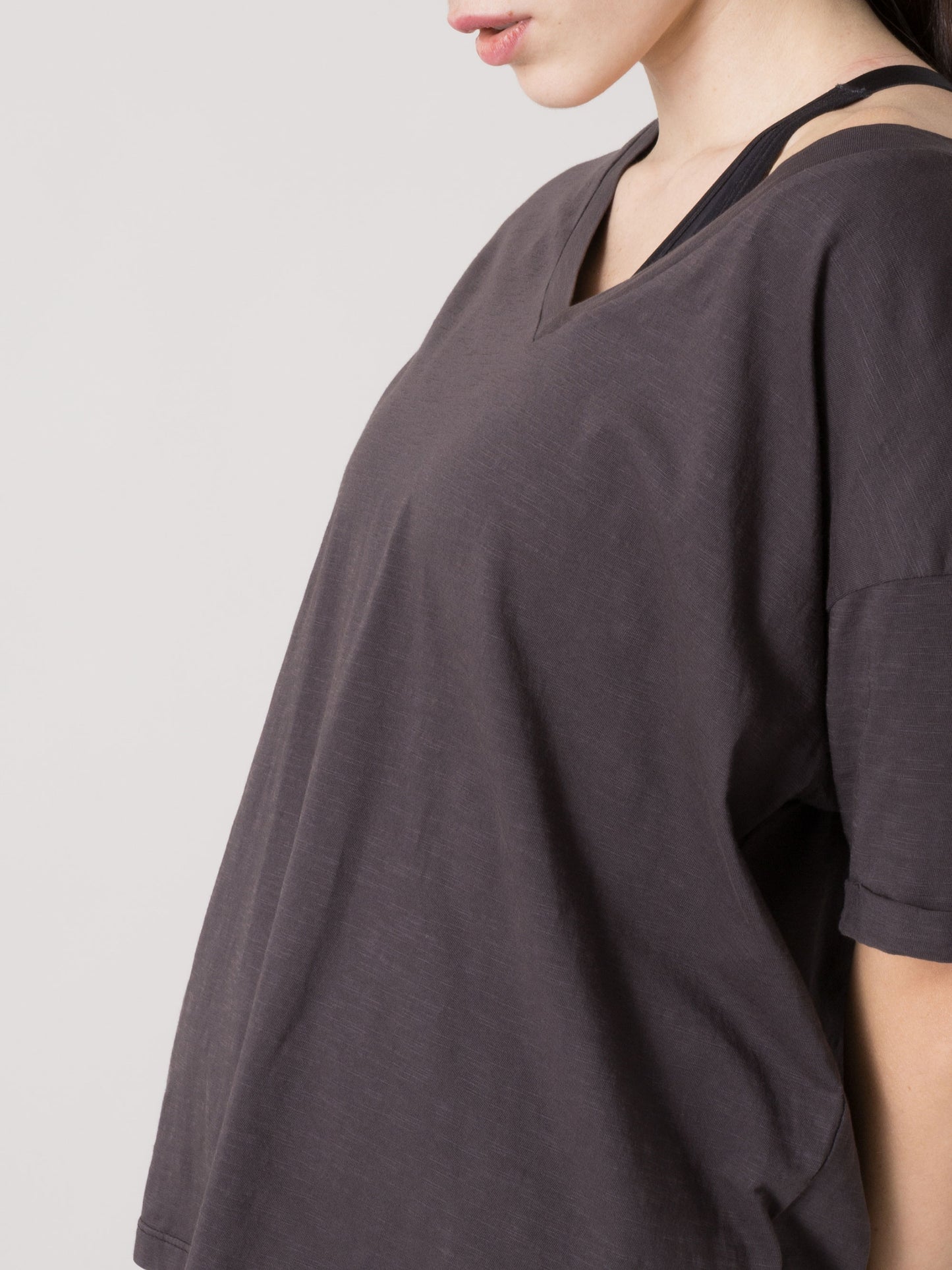 EVERLAST T-SHIRT DONNA IN LIGHT SLUB JERSEY CON SCOLLO A V PROFONDO