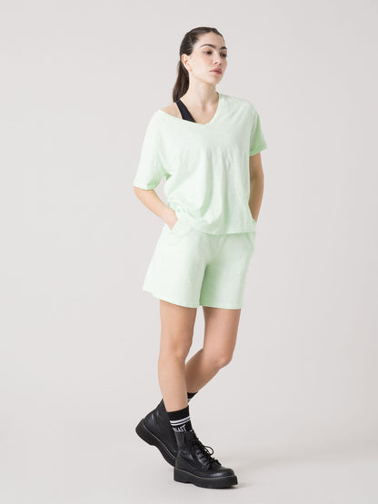 EVERLAST T-SHIRT DONNA IN LIGHT SLUB JERSEY CON SCOLLO A V PROFONDO