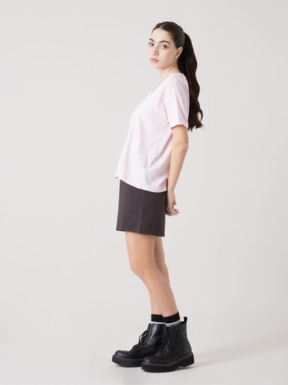 EVERLAST T-SHIRT DONNA IN LIGHT SLUB JERSEY CON SCOLLO A V PROFONDO