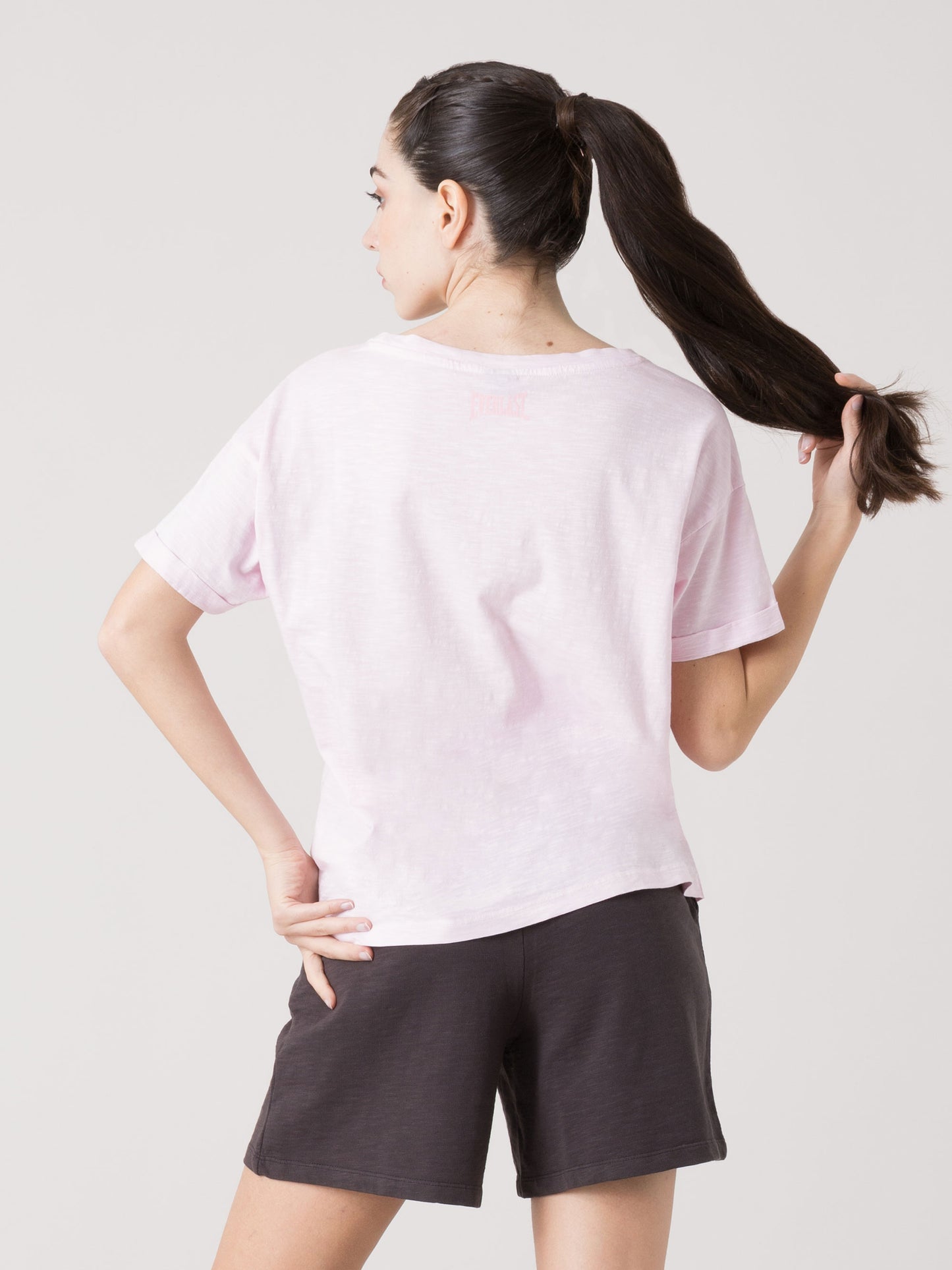 EVERLAST T-SHIRT DONNA IN LIGHT SLUB JERSEY CON SCOLLO A V PROFONDO