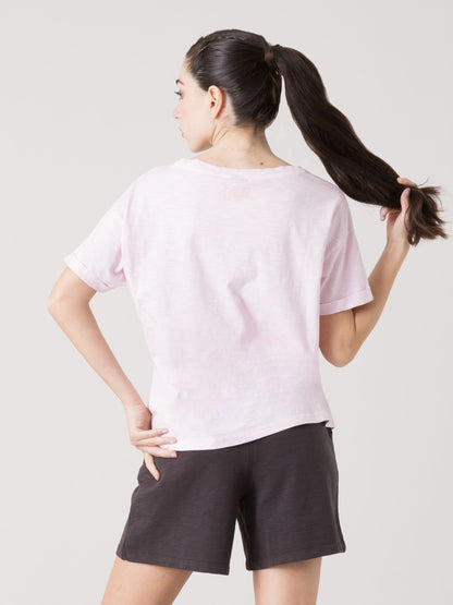 EVERLAST T-SHIRT DONNA IN LIGHT SLUB JERSEY CON SCOLLO A V PROFONDO