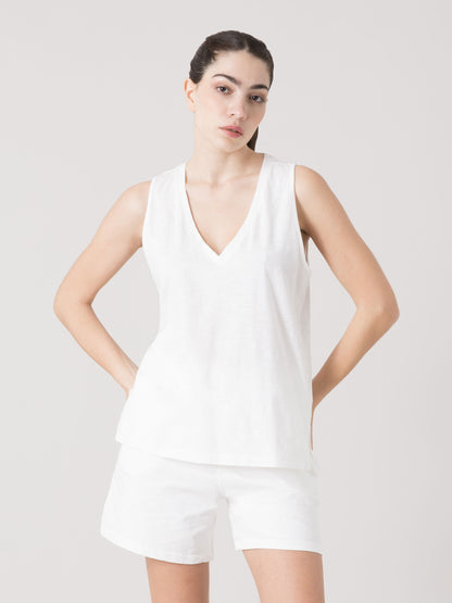 CANOTTA DONNA EVERLAST IN LIGHT SLUB JERSEY CON SCOLLO A V
