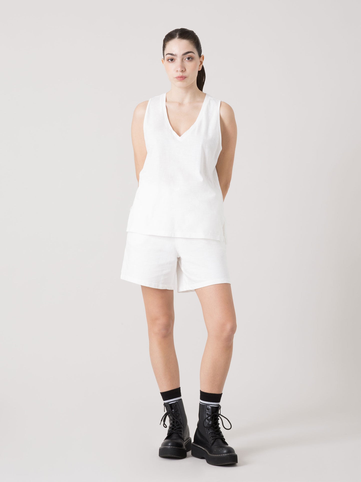 CANOTTA DONNA EVERLAST IN LIGHT SLUB JERSEY CON SCOLLO A V