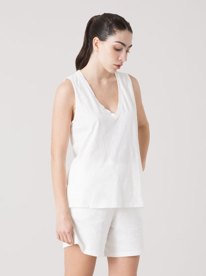 CANOTTA DONNA EVERLAST IN LIGHT SLUB JERSEY CON SCOLLO A V
