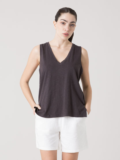 CANOTTA DONNA EVERLAST IN LIGHT SLUB JERSEY CON SCOLLO A V