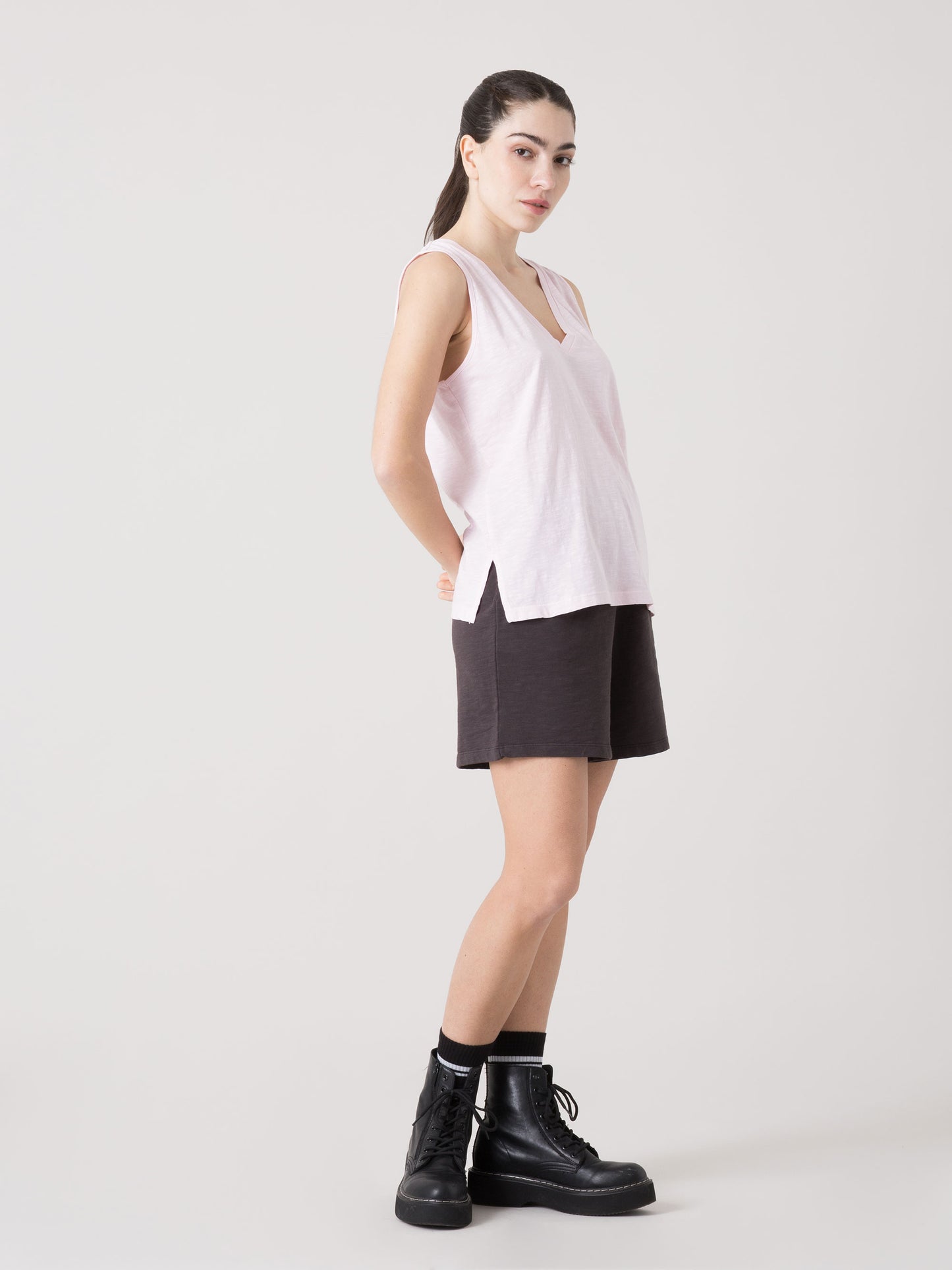 CANOTTA DONNA EVERLAST IN LIGHT SLUB JERSEY CON SCOLLO A V