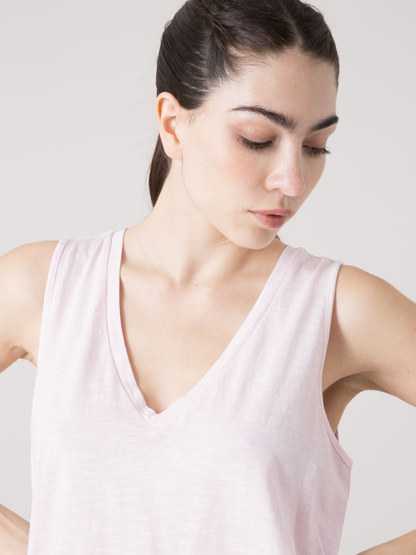 CANOTTA DONNA EVERLAST IN LIGHT SLUB JERSEY CON SCOLLO A V