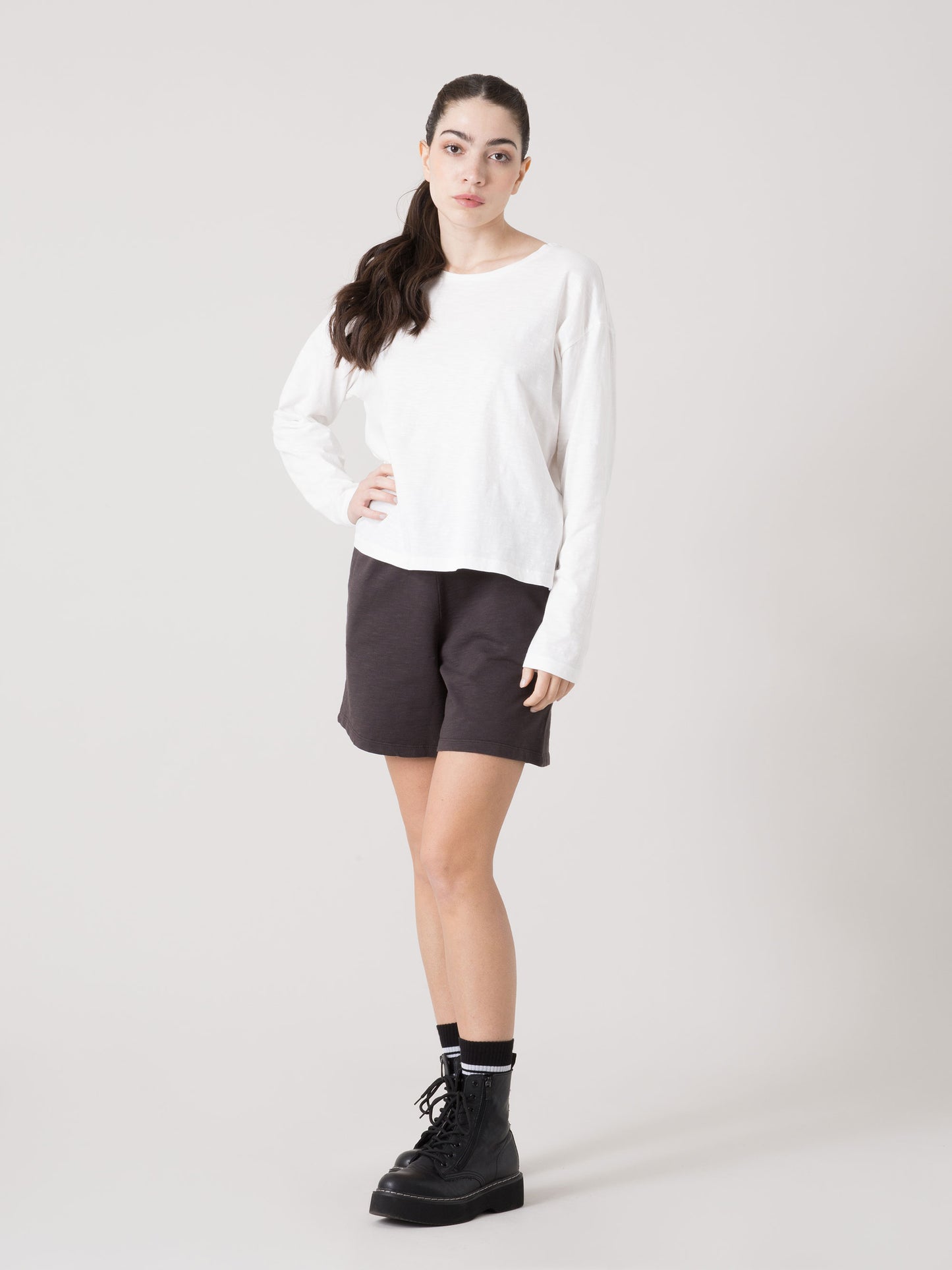 EVERLAST T-SHIRT DONNA MANICA LUNGA IN LIGHT SLUB JERSEY