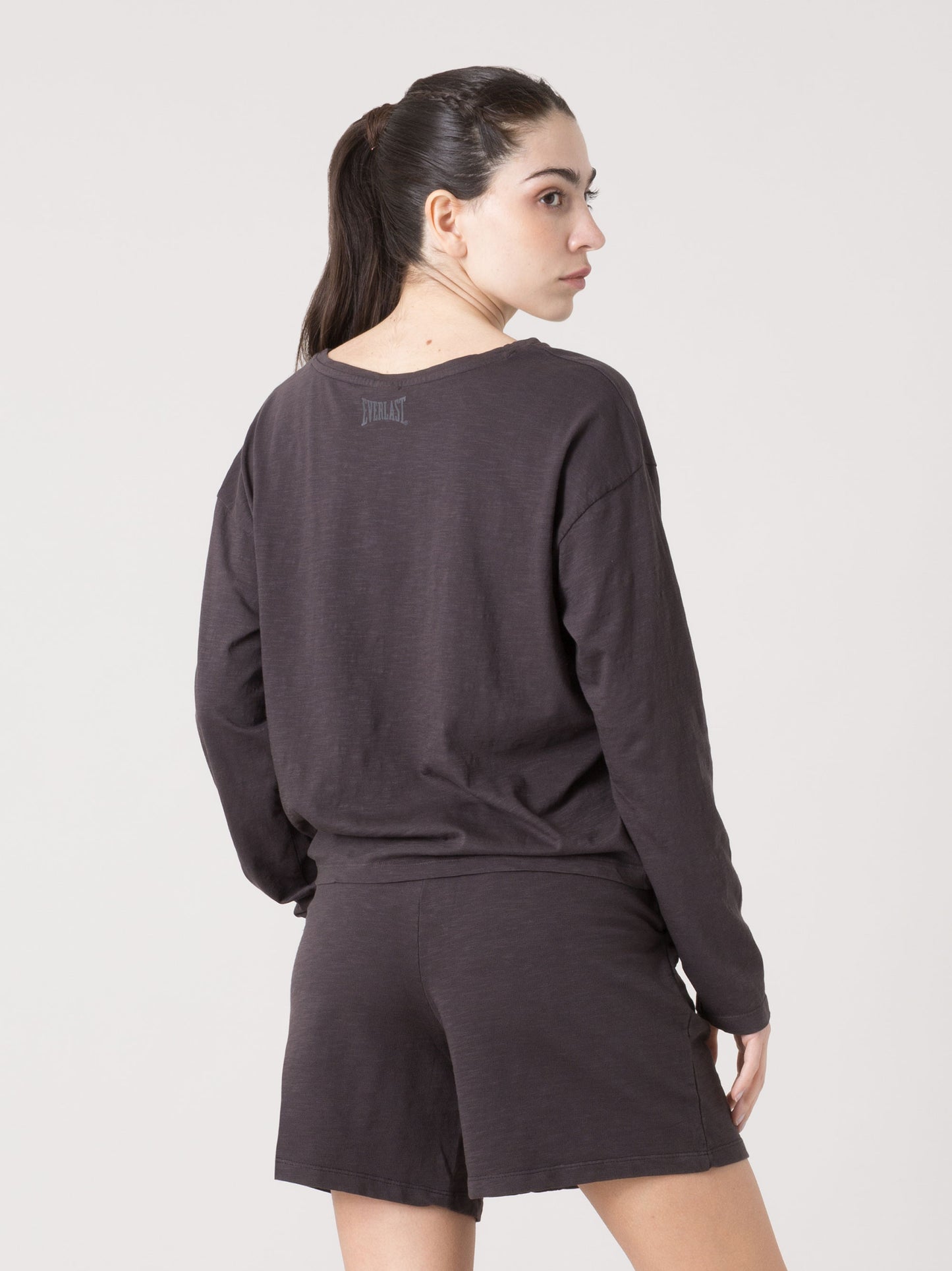 EVERLAST T-SHIRT DONNA MANICA LUNGA IN LIGHT SLUB JERSEY