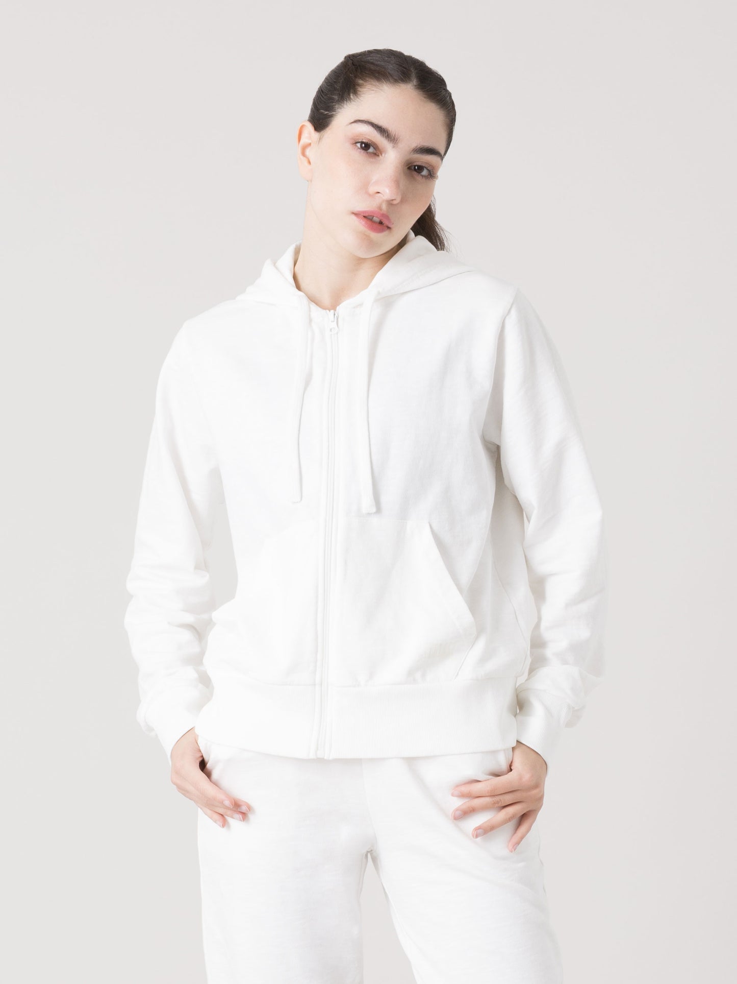 EVERLAST FELPA DONNA FULL ZIP CON CAPPUCCIO IN SLUB