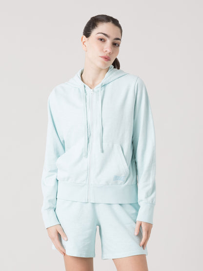 EVERLAST FELPA DONNA FULL ZIP CON CAPPUCCIO IN SLUB