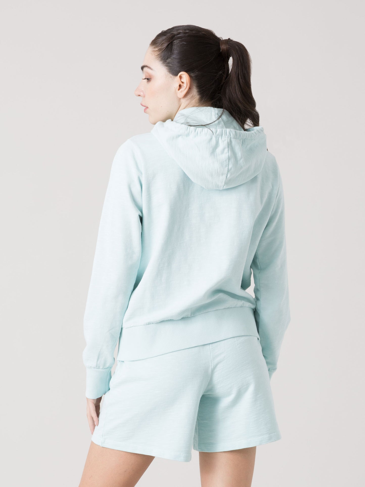 EVERLAST FELPA DONNA FULL ZIP CON CAPPUCCIO IN SLUB
