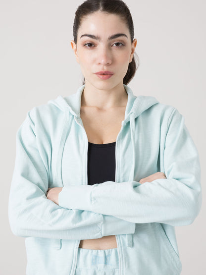 EVERLAST FELPA DONNA FULL ZIP CON CAPPUCCIO IN SLUB