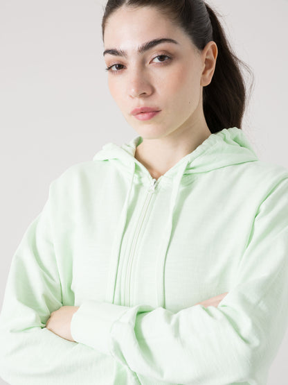 EVERLAST FELPA DONNA FULL ZIP CON CAPPUCCIO IN SLUB