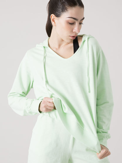 FELPA DONNA EVERLAST CON CAPPUCCIO E SCOLLO AMPIO IN TESSUTO FELPATO