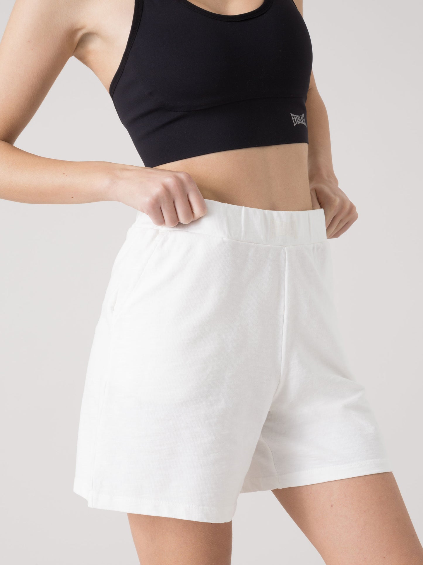 EVERLAST SHORTS DONNA IN FELPA SLUB NON GARZATA CON VITA ELASTICA E TASCHE