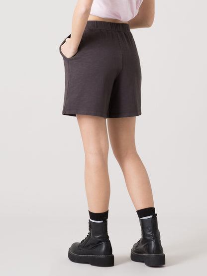 EVERLAST SHORTS DONNA IN FELPA SLUB NON GARZATA CON VITA ELASTICA E TASCHE