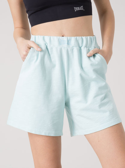 EVERLAST SHORTS DONNA IN FELPA SLUB NON GARZATA CON VITA ELASTICA E TASCHE