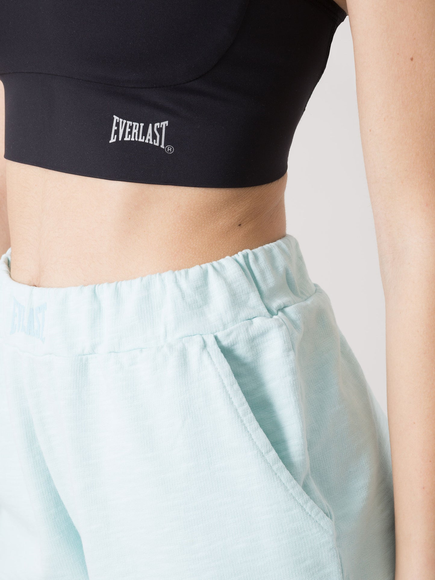 EVERLAST SHORTS DONNA IN FELPA SLUB NON GARZATA CON VITA ELASTICA E TASCHE