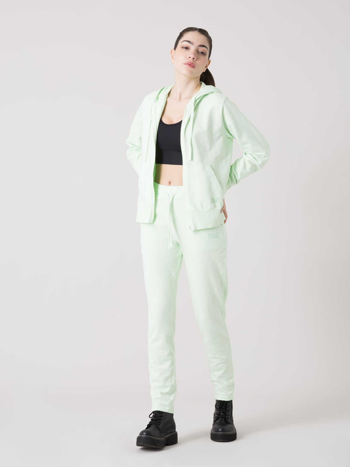 PANTALONE DONNA EVERLAST IN FELPA SLUB NON GARZATA CON COULISSE