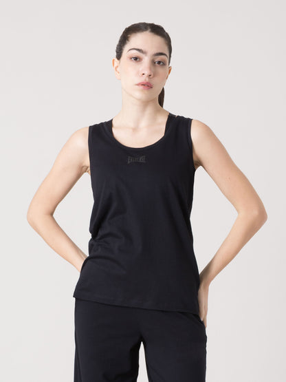 EVERLAST CANOTTA DONNA IN COTONE MODAL CON SCOLLO ROTONDO E LOGO FRONTALE